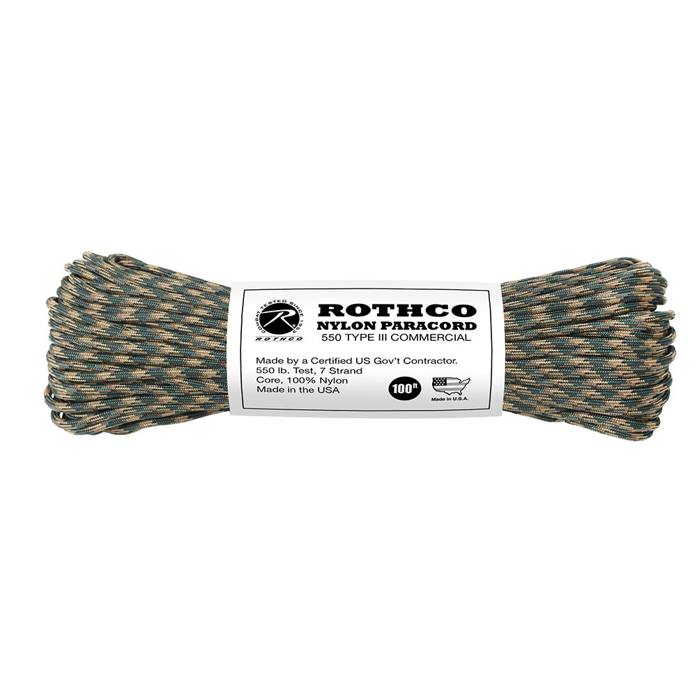 Rothco Nylon Paracord Type III 550 LB 100FT | Woodland i gruppen PARACORD hos Equipt AB (R-180)