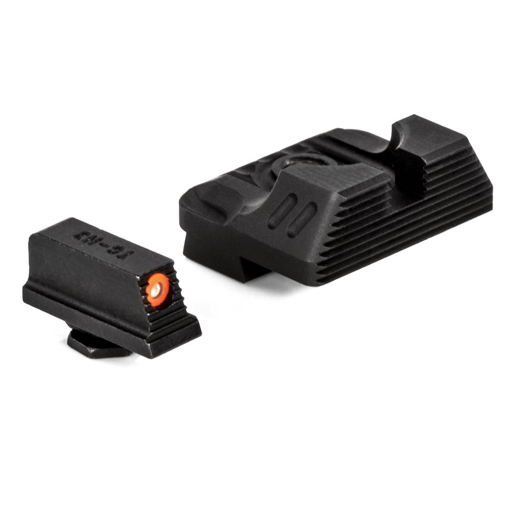 ZEV Technologies | ZEV Glock Combat Night Sight Set, .215 Tri Front w Orange Ring, Standard Rear i gruppen RIKTMEDEL hos Equipt AB (SIGHT.SET-215-NS-COM3-B)