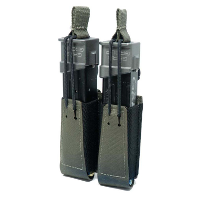 GBRS | DOUBLE PISTOL MAGAZINE POUCH | BUNGEE RETENTION | RANGER GREEN