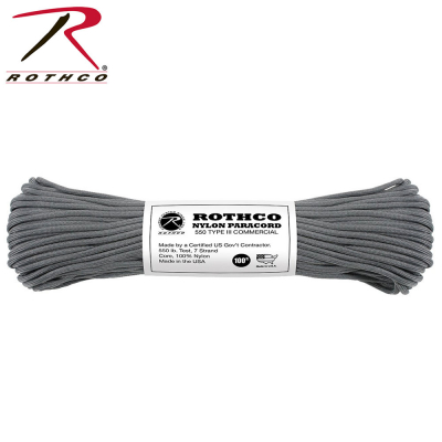 Rothco Nylon Paracord Type III 550 LB 100FT | Charcoal