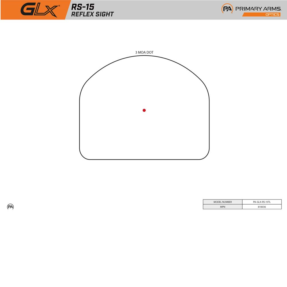 PRIMARY ARMS | GLx | RS-15 | 3 MOA DOT | BLACK