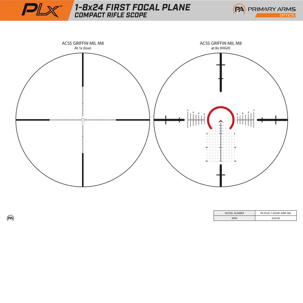 PRIMARY ARMS | COMPACT PLxC | 1-8X24 | FFP | BLACK