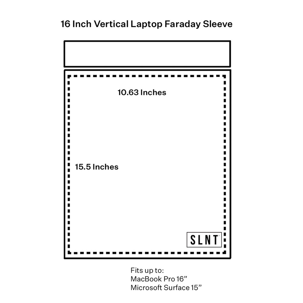 SLNT | Vertical Faraday Laptop Sleeve | 15/16 Inch | Black Nylon